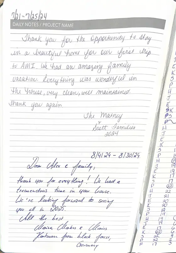Handwritten guest book page from The Hartmann Family